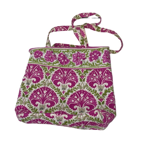 Vera Bradley Julep Tulip Print Medium Tote Pink Green Floral - Picture 2 of 7